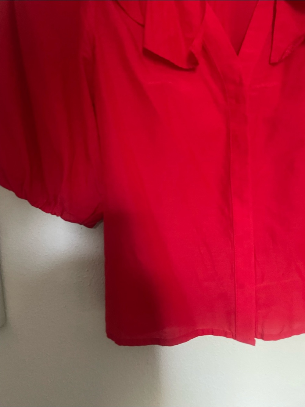 Madewell Red Ruffle-Neck Puff Sleeve Blouse - Picture 5 of 5